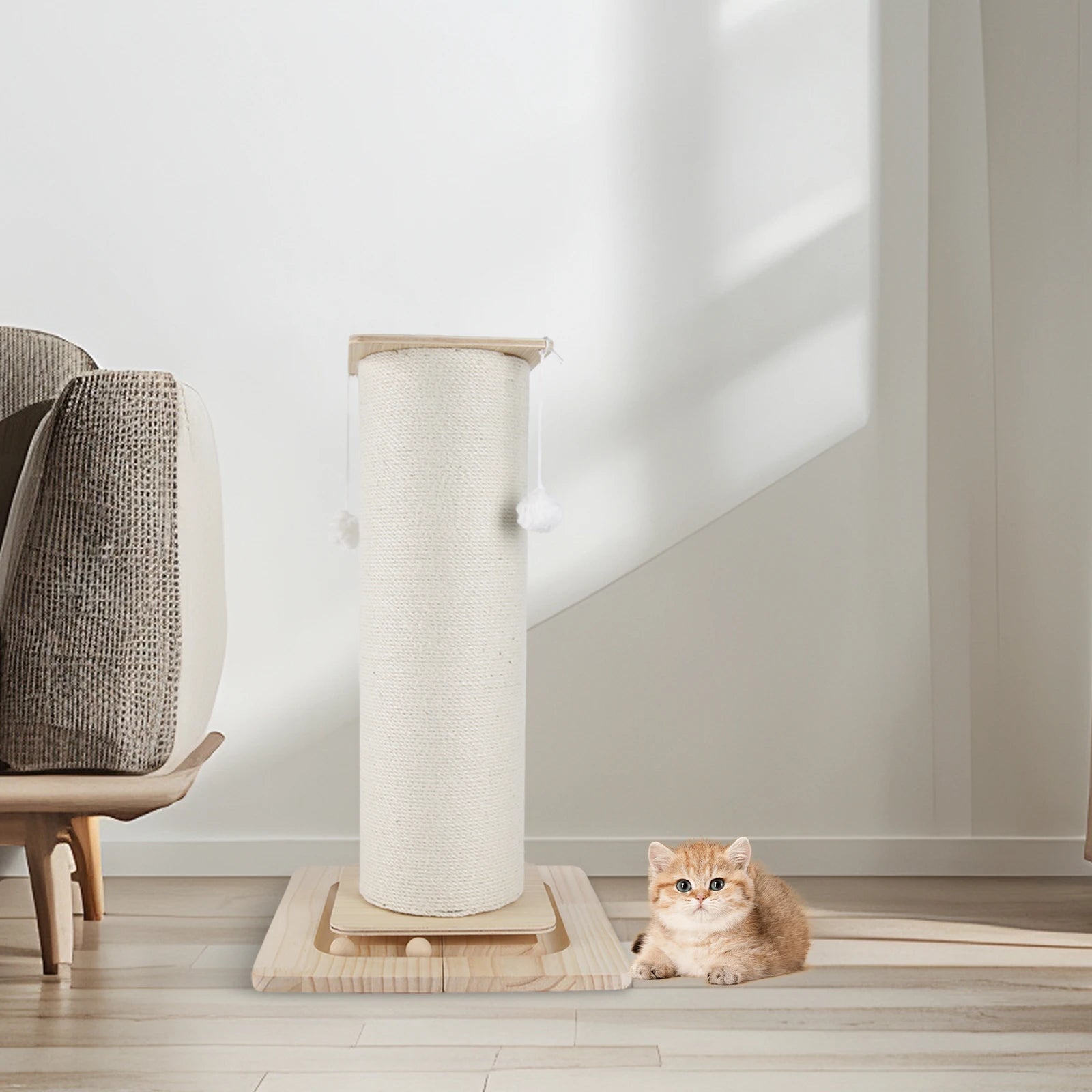 1 Section Vertical Sisal Material Safe Cat Climbing Frame Tree Modern Stable Design Cat Scratching Post for Cats 60cm/80cm