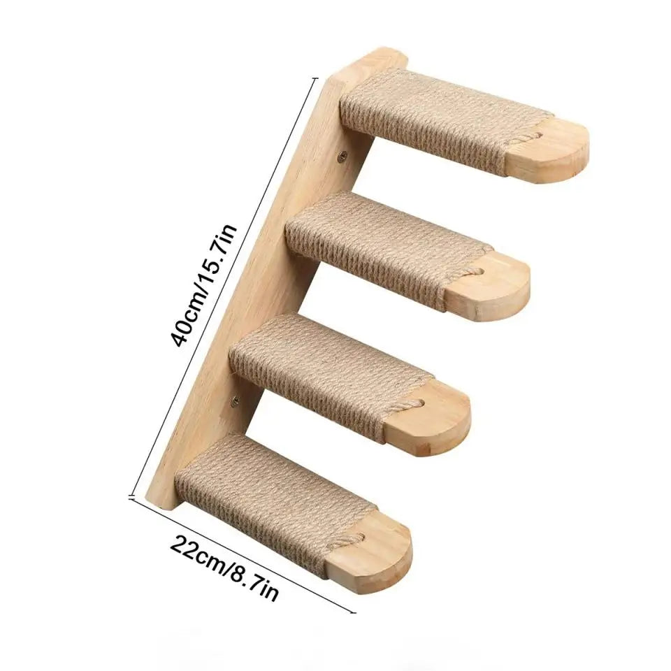Wooden Cat Tree Tower Cat Wall Furniture Climbing Shelves Perches Sisal Scratcher Hammock Steps and Ladder Indoor Cats Walk Gym