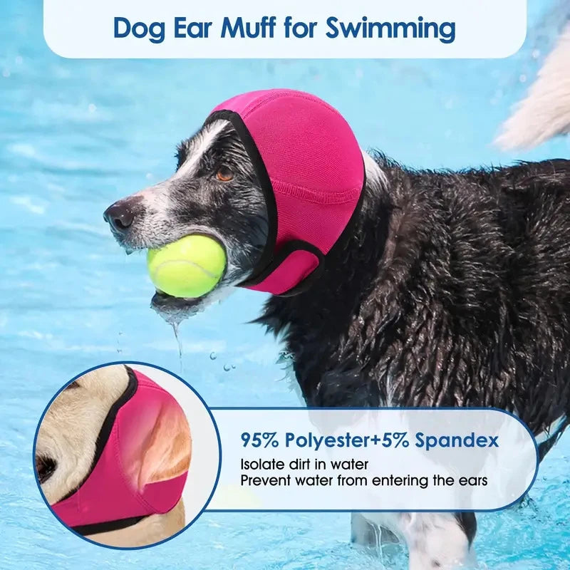 Waterproof Noise Cancelling Adjustable Dog Ear Muffs Dog Earmuffs Swimming Calming Hood To Relieve Pet Anxiety & Prevent Shock