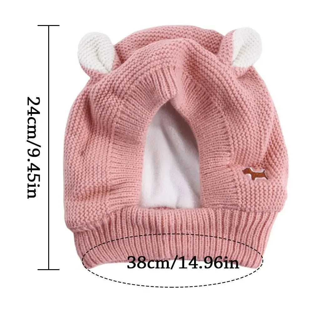 Winter Warm Dog Hat Ear Muffs Noise Protection Windproof Pet Ears Covers Knitted Earmuffs For Medium-Large Puppy Accessories.