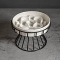 Elevated Ceramic Slow Feeder Bowl for Dogs Cats, Anti-Choking Maze Bowl with Iron Stand, Non-Slip Pet Food Bowl