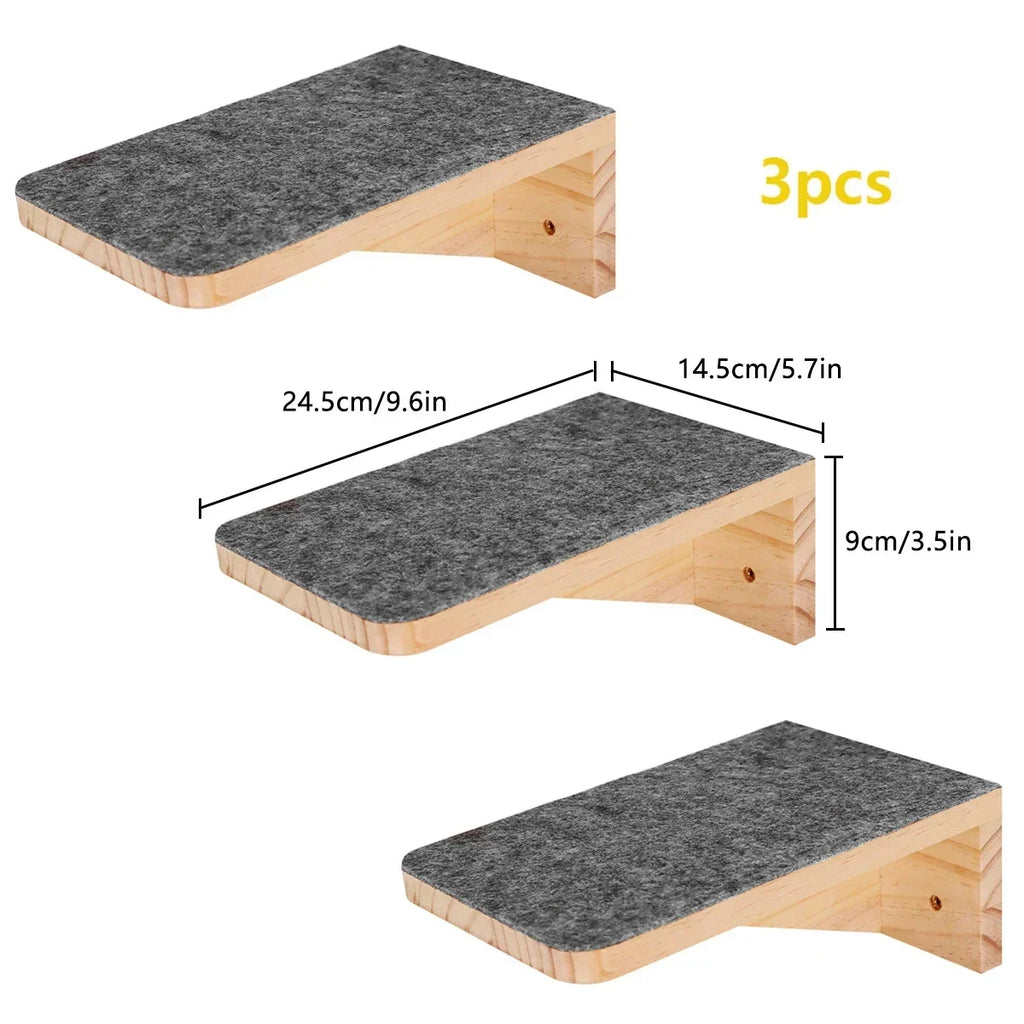 Wooden Cat Tree Tower Cat Wall Furniture Climbing Shelves Perches Sisal Scratcher Hammock Steps and Ladder Indoor Cats Walk Gym