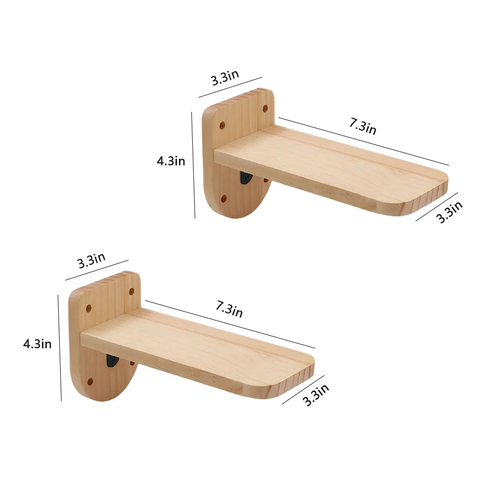 Wall Mounted Cat Shelves Solid Wood Cat Climbing Perch Floating Steps Cat Wall Furniture DIY Cat Tree Platform for Indoor Kitten