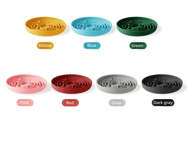 Dog Slow Feeder Bowl Silicone Anti Slip Suction Cup Base Easy Clean Pet Feeding Dish Interactive Eating Control for Puppy