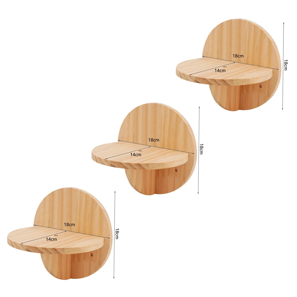 Wall Mounted Cat Shelves Solid Wood Cat Climbing Perch Floating Steps Cat Wall Furniture DIY Cat Tree Platform for Indoor Kitten