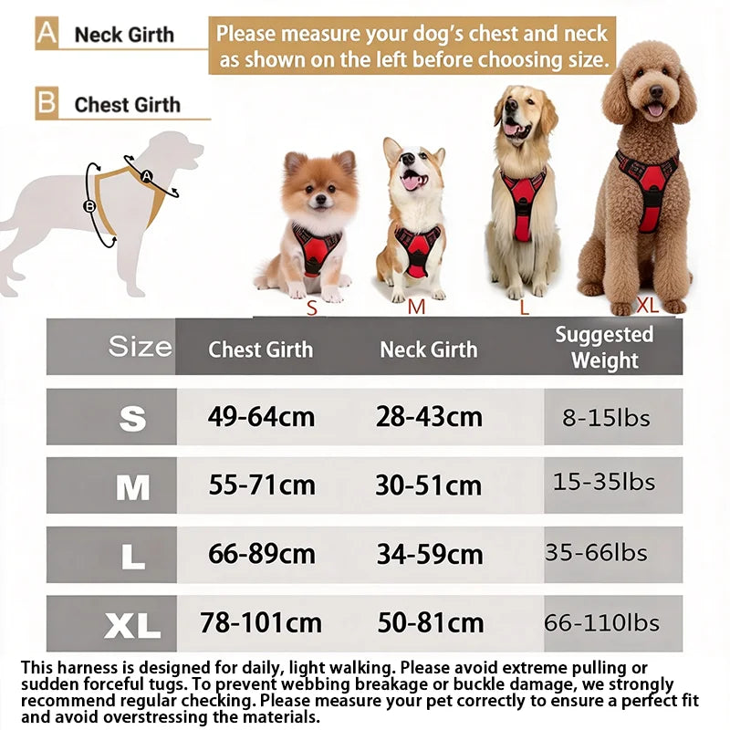 Adjustable No Pull Dog Harness Front Clip Reflective Comfortable Handle for Medium to Large Dogs Walking
