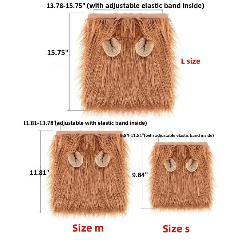 Dog Lion Mane Costume with Ears Funny Plush Headpiece for Pet Halloween Party and Daily Dress Up
