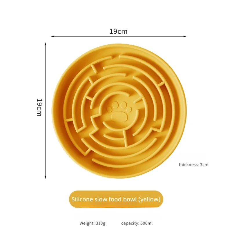 Dog Slow Feeder Bowl Silicone Anti Slip Suction Cup Base Easy Clean Pet Feeding Dish Interactive Eating Control for Puppy