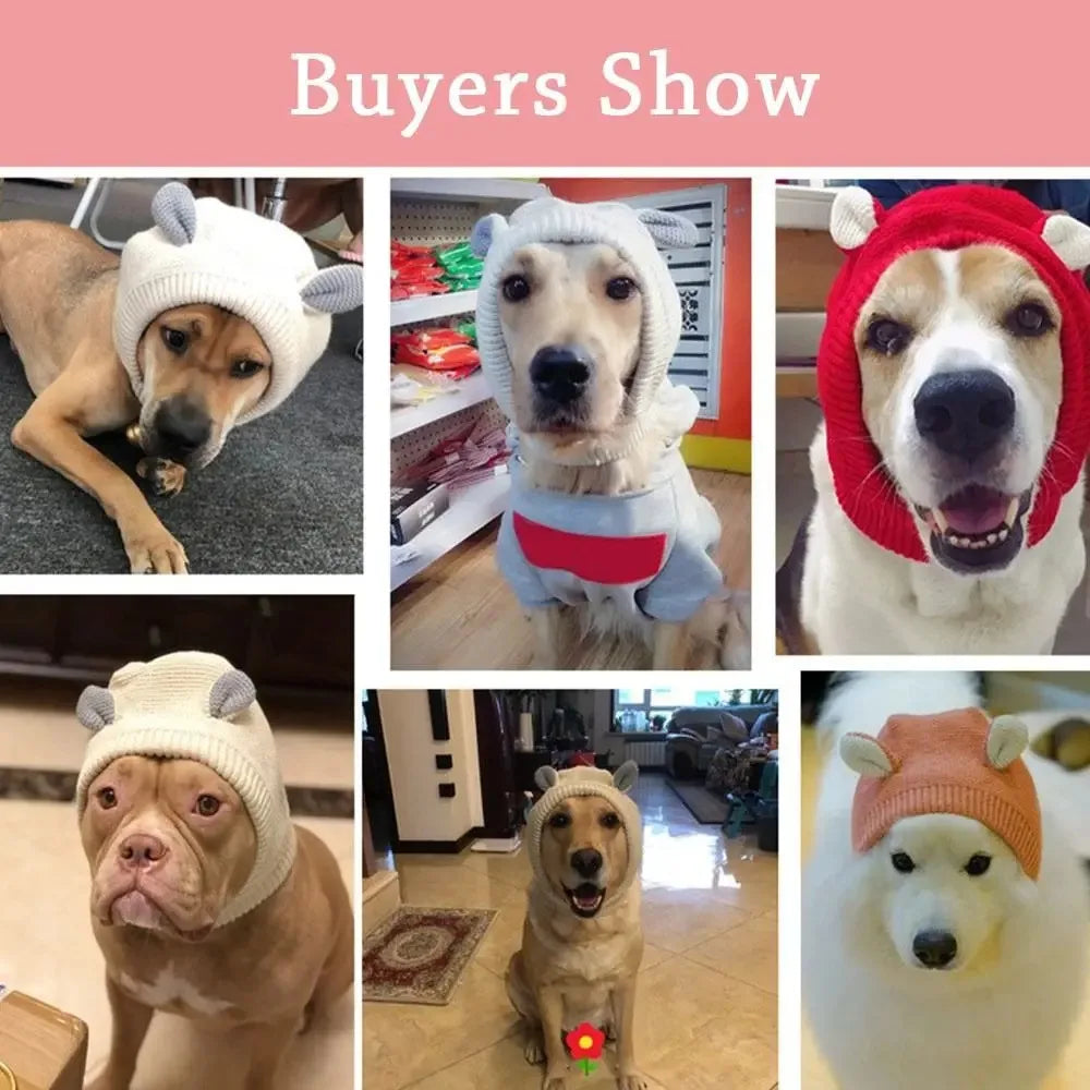 Winter Warm Dog Hat Ear Muffs Noise Protection Windproof Pet Ears Covers Knitted Earmuffs For Medium-Large Puppy Accessories.