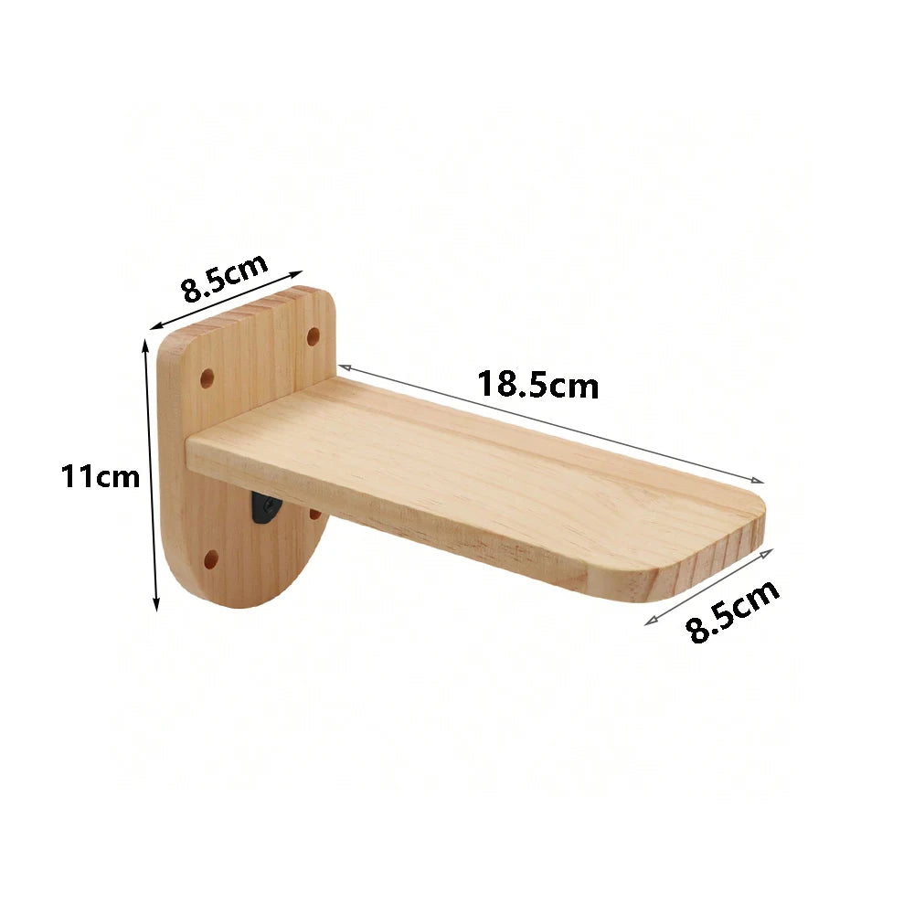 Wall Mounted Cat Shelves Solid Wood Cat Climbing Perch Floating Steps Cat Wall Furniture DIY Cat Tree Platform for Indoor Kitten