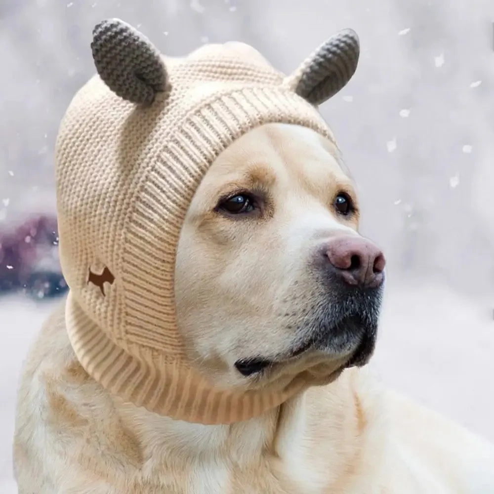 Winter Warm Dog Hat Ear Muffs Noise Protection Windproof Pet Ears Covers Knitted Earmuffs For Medium-Large Puppy Accessories.