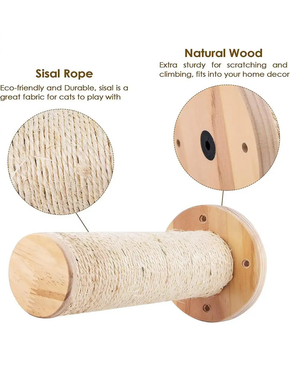 Wooden Cat Tree Tower Cat Wall Furniture Climbing Shelves Perches Sisal Scratcher Hammock Steps and Ladder Indoor Cats Walk Gym