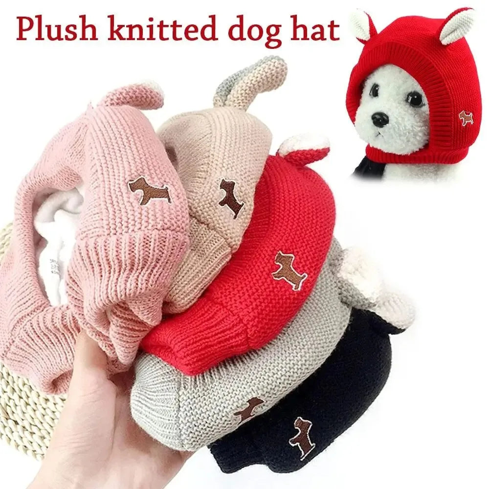 Winter Warm Dog Hat Ear Muffs Noise Protection Windproof Pet Ears Covers Knitted Earmuffs For Medium-Large Puppy Accessories.