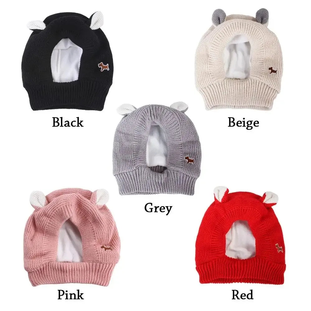 Winter Warm Dog Hat Ear Muffs Noise Protection Windproof Pet Ears Covers Knitted Earmuffs For Medium-Large Puppy Accessories.