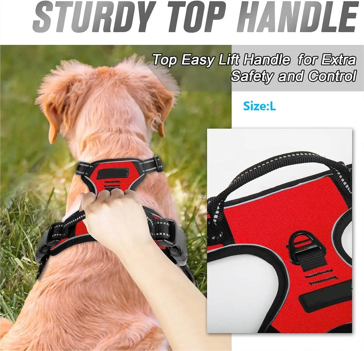 Adjustable No Pull Dog Harness Front Clip Reflective Comfortable Handle for Medium to Large Dogs Walking