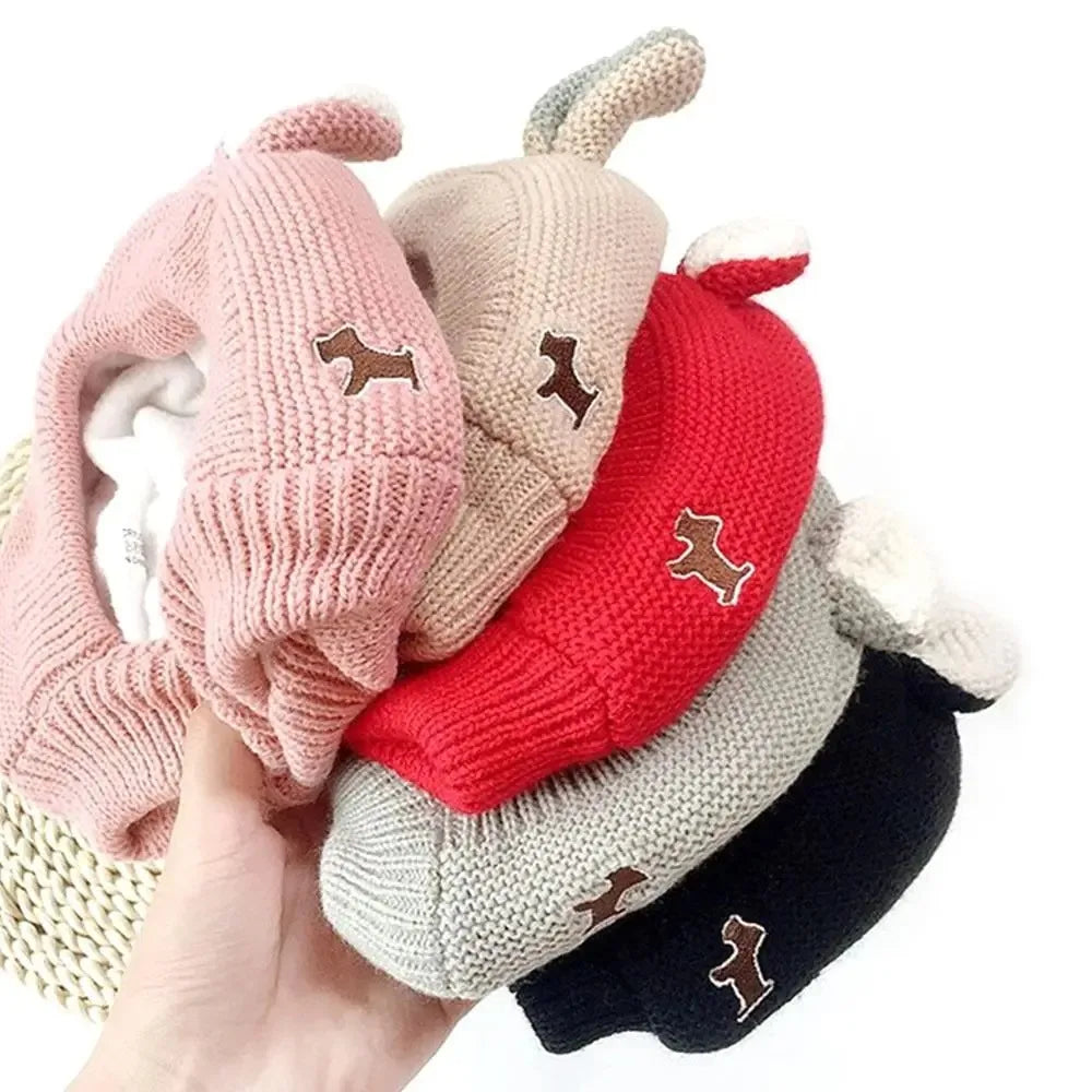 Winter Warm Dog Hat Ear Muffs Noise Protection Windproof Pet Ears Covers Knitted Earmuffs For Medium-Large Puppy Accessories.