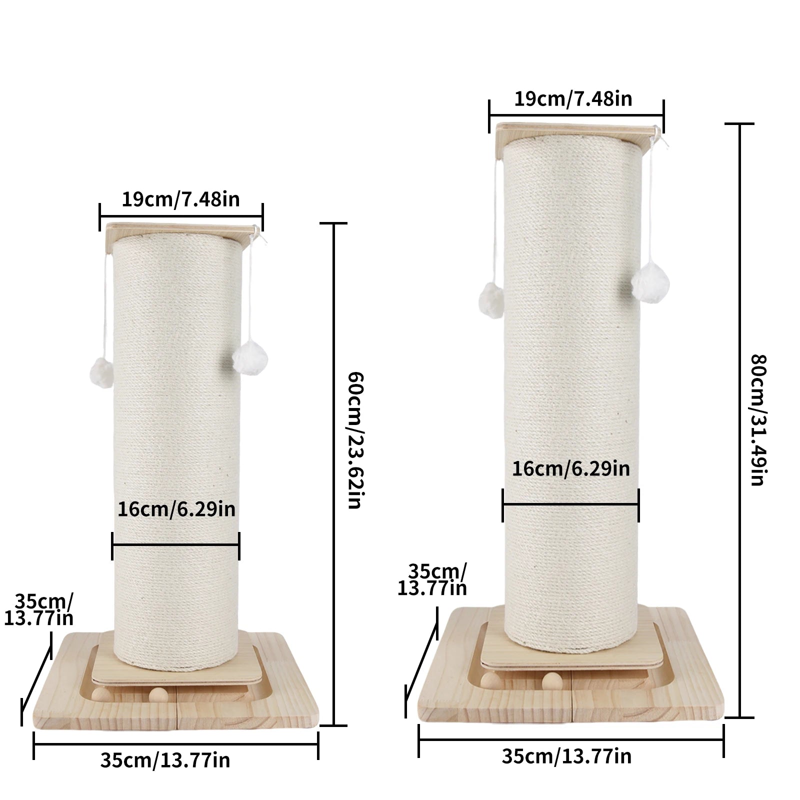 1 Section Vertical Sisal Material Safe Cat Climbing Frame Tree Modern Stable Design Cat Scratching Post for Cats 60cm/80cm