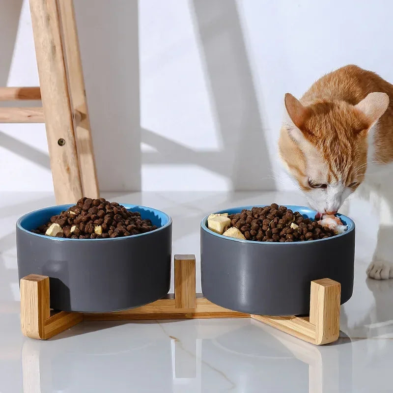 B7 Self-Assembly Ceramic Double Cat Bowl Dog Bowl 400ML Pet Feeding Water Bowl Cat Puppy Feeder Product SuppliesFood Water Bowls