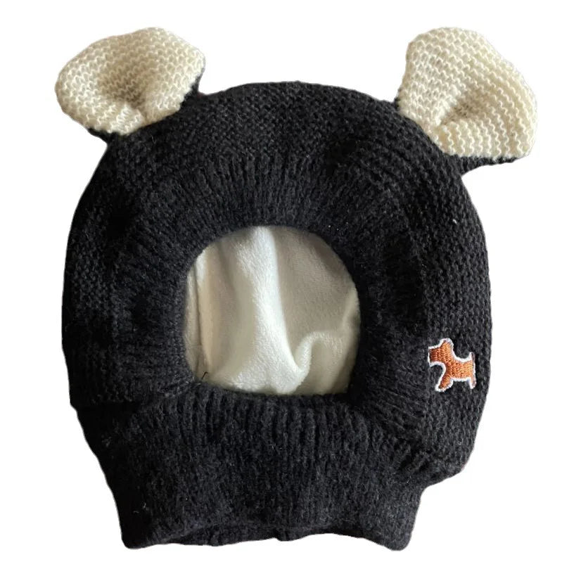 Winter Warm Dog Hat Ear Muffs Noise Protection Windproof Pet Ears Covers Knitted Earmuffs For Medium-Large Puppy Accessories.