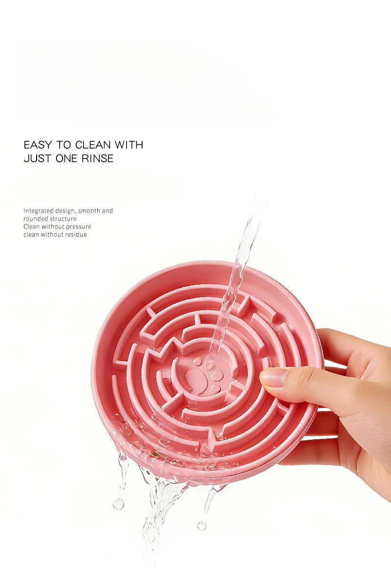 Dog Slow Feeder Bowl Silicone Anti Slip Suction Cup Base Easy Clean Pet Feeding Dish Interactive Eating Control for Puppy