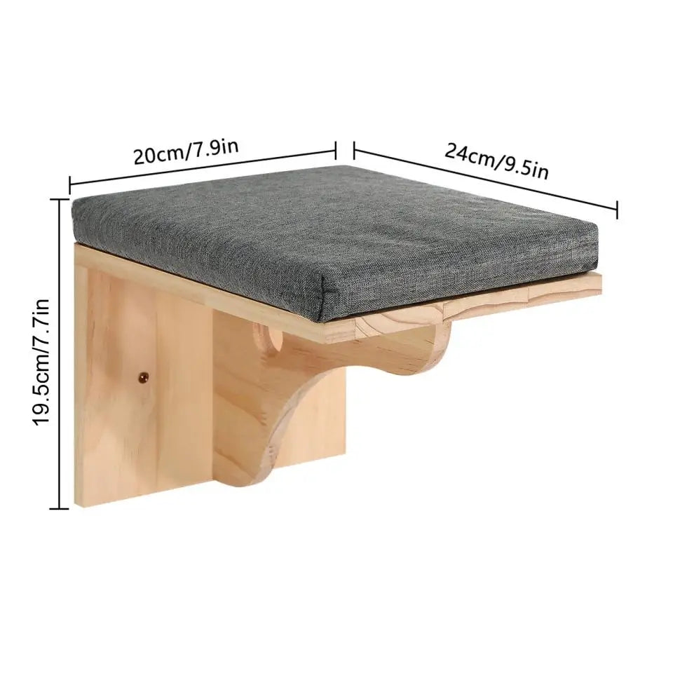 Wooden Cat Tree Tower Cat Wall Furniture Climbing Shelves Perches Sisal Scratcher Hammock Steps and Ladder Indoor Cats Walk Gym