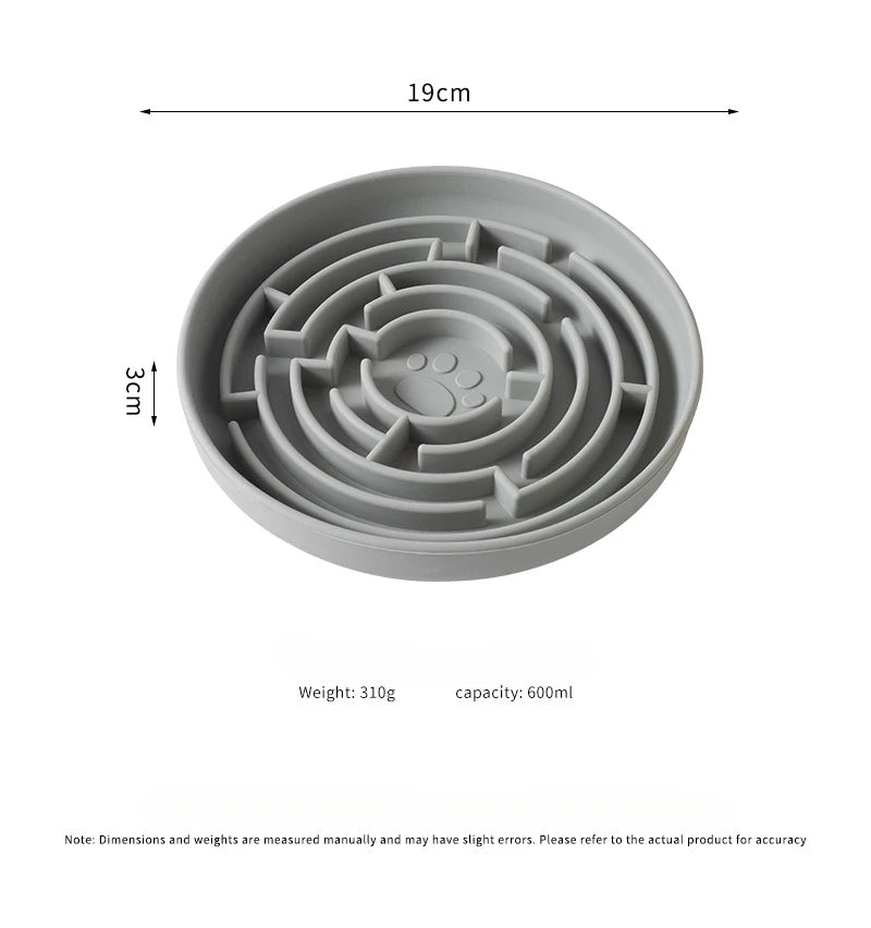 Dog Slow Feeder Bowl Silicone Anti Slip Suction Cup Base Easy Clean Pet Feeding Dish Interactive Eating Control for Puppy