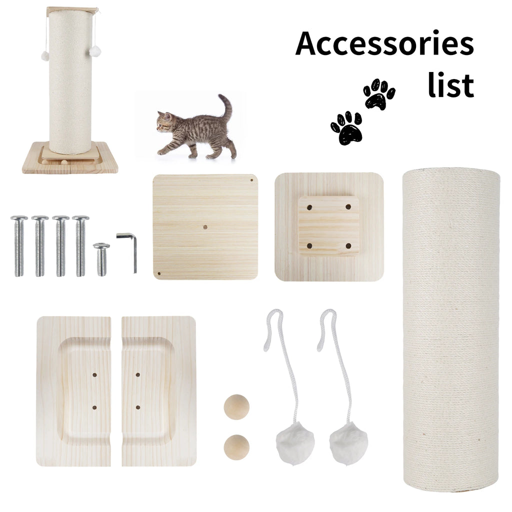 1 Section Vertical Sisal Material Safe Cat Climbing Frame Tree Modern Stable Design Cat Scratching Post for Cats 60cm/80cm