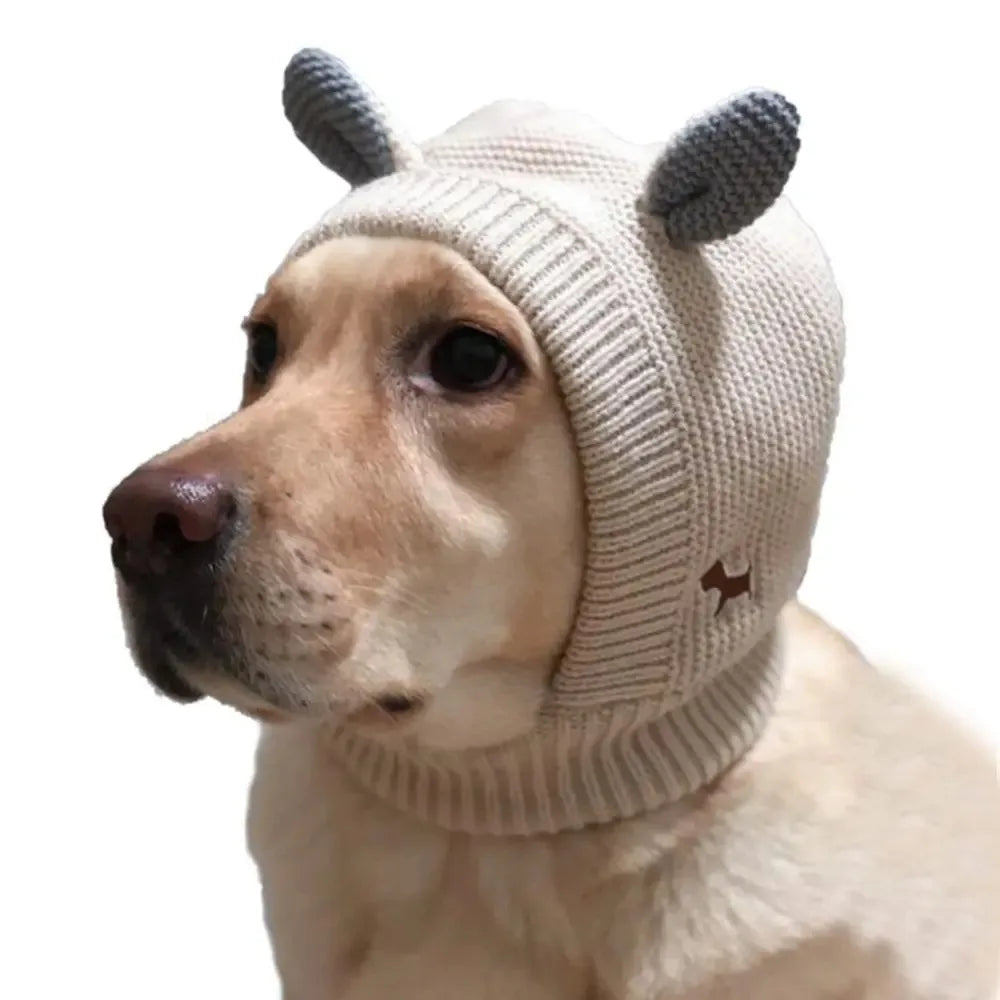 Winter Warm Dog Hat Ear Muffs Noise Protection Windproof Pet Ears Covers Knitted Earmuffs For Medium-Large Puppy Accessories.