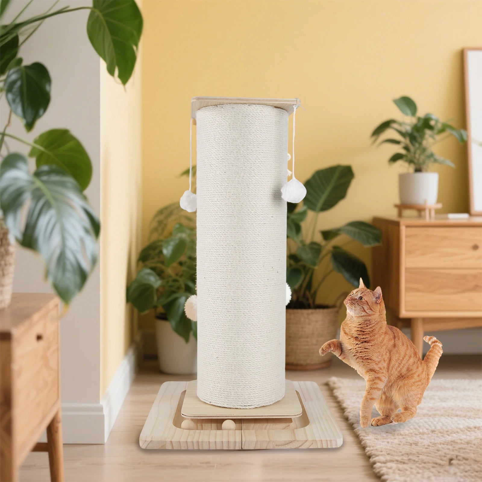1 Section Vertical Sisal Material Safe Cat Climbing Frame Tree Modern Stable Design Cat Scratching Post for Cats 60cm/80cm