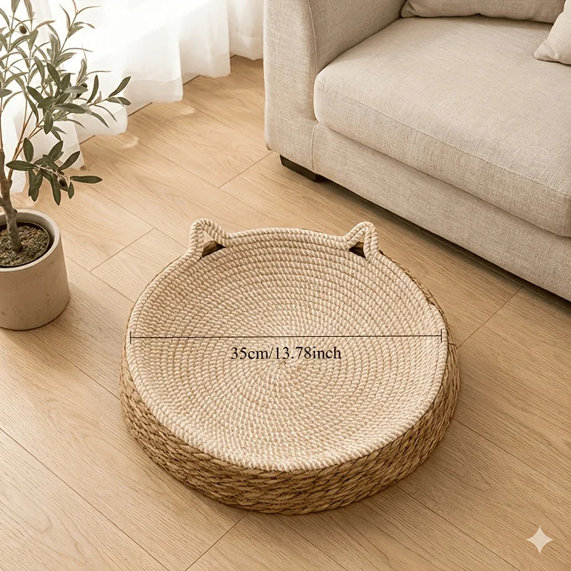 Suitable for Small to Medium Cats, 2-In-1 Round Cat Scratching Post And Bed- Woven Rope Scratching Post, Ideal for Indoor Cats