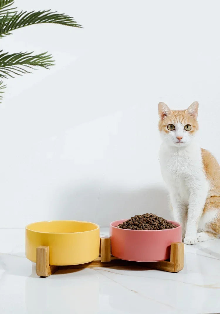 B7 Self-Assembly Ceramic Double Cat Bowl Dog Bowl 400ML Pet Feeding Water Bowl Cat Puppy Feeder Product SuppliesFood Water Bowls