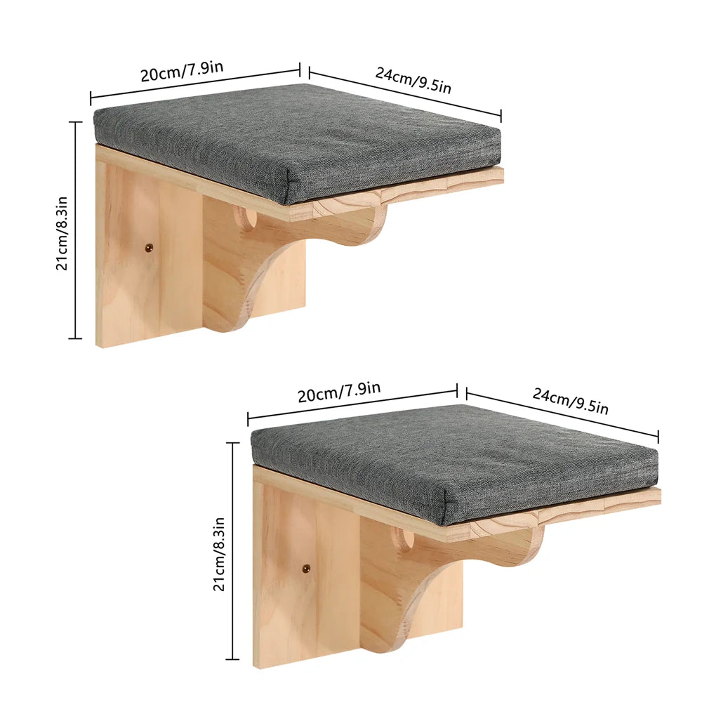 Cat Wall Shelves Curved Hammock Bed Steps with Cushions Cat Furniture for Sleeping Playing Climbing Contoured Cat Rack Supplies