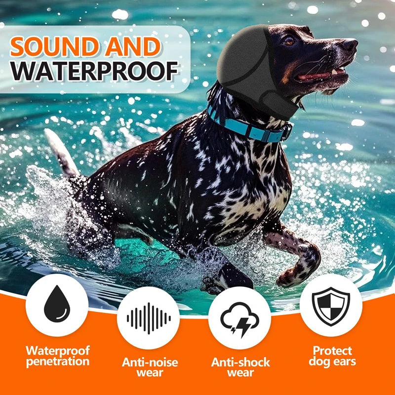 Waterproof Noise Cancelling Adjustable Dog Ear Muffs Dog Earmuffs Swimming Calming Hood To Relieve Pet Anxiety & Prevent Shock