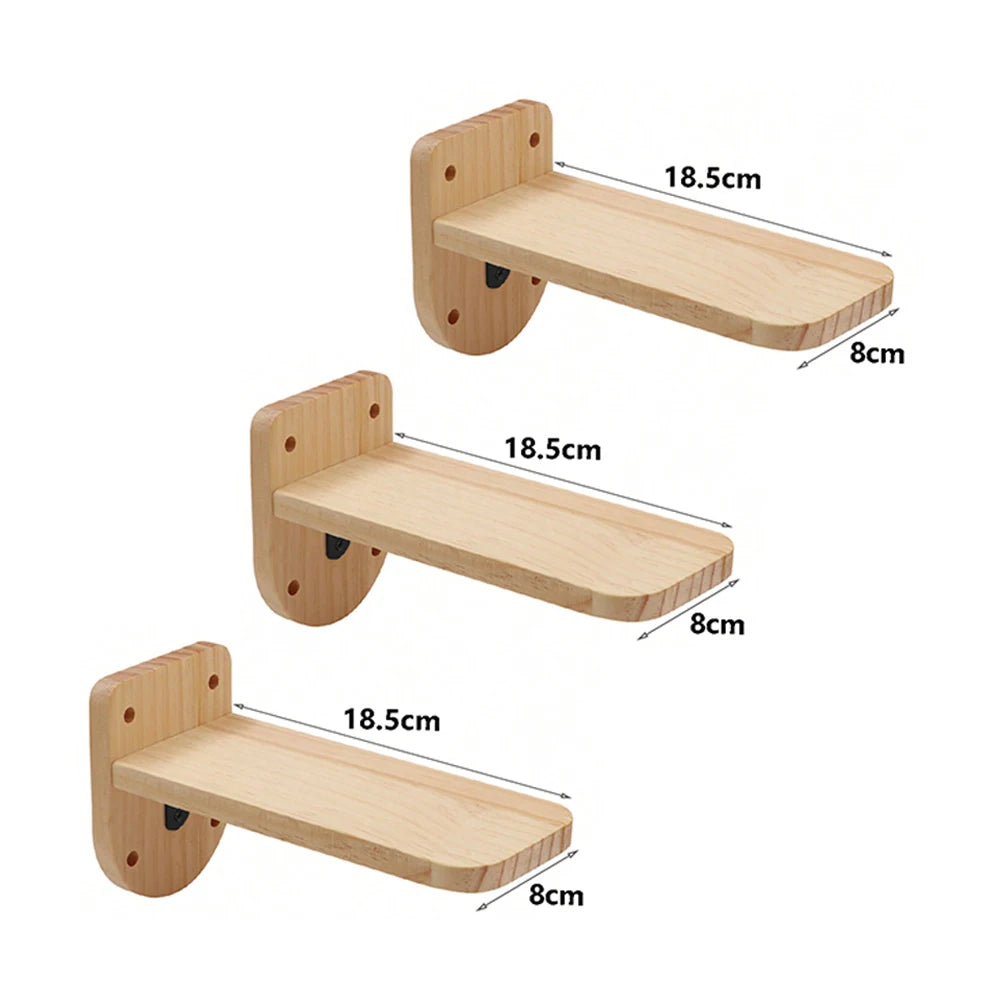 Wall Mounted Cat Shelves Solid Wood Cat Climbing Perch Floating Steps Cat Wall Furniture DIY Cat Tree Platform for Indoor Kitten