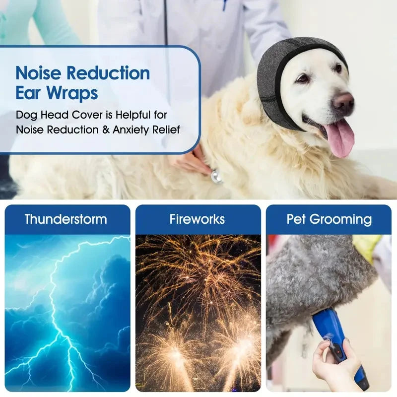 Waterproof Noise Cancelling Adjustable Dog Ear Muffs Dog Earmuffs Swimming Calming Hood To Relieve Pet Anxiety & Prevent Shock