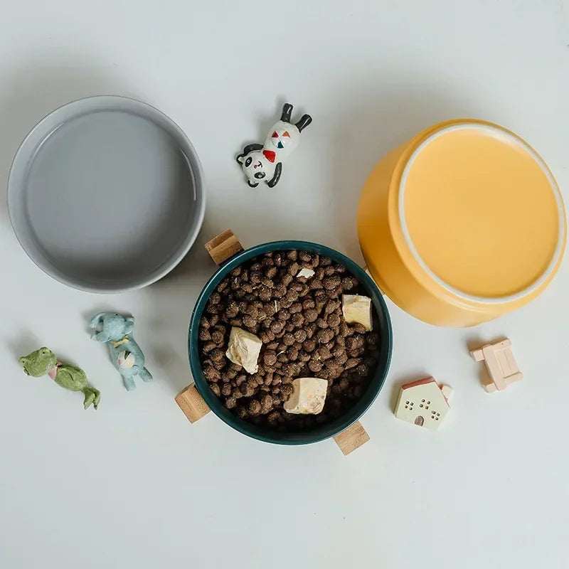 B7 Self-Assembly Ceramic Double Cat Bowl Dog Bowl 400ML Pet Feeding Water Bowl Cat Puppy Feeder Product SuppliesFood Water Bowls
