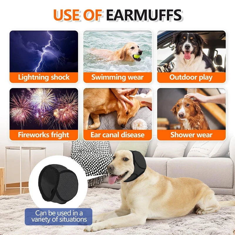 Waterproof Noise Cancelling Adjustable Dog Ear Muffs Dog Earmuffs Swimming Calming Hood To Relieve Pet Anxiety & Prevent Shock