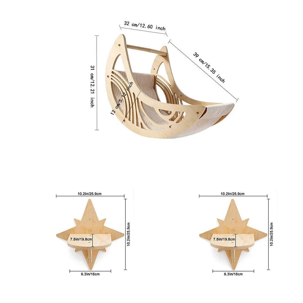 Wall Mounted Cat Shelves Solid Wood Cat Climbing Perch Floating Steps Cat Wall Furniture DIY Cat Tree Platform for Indoor Kitten