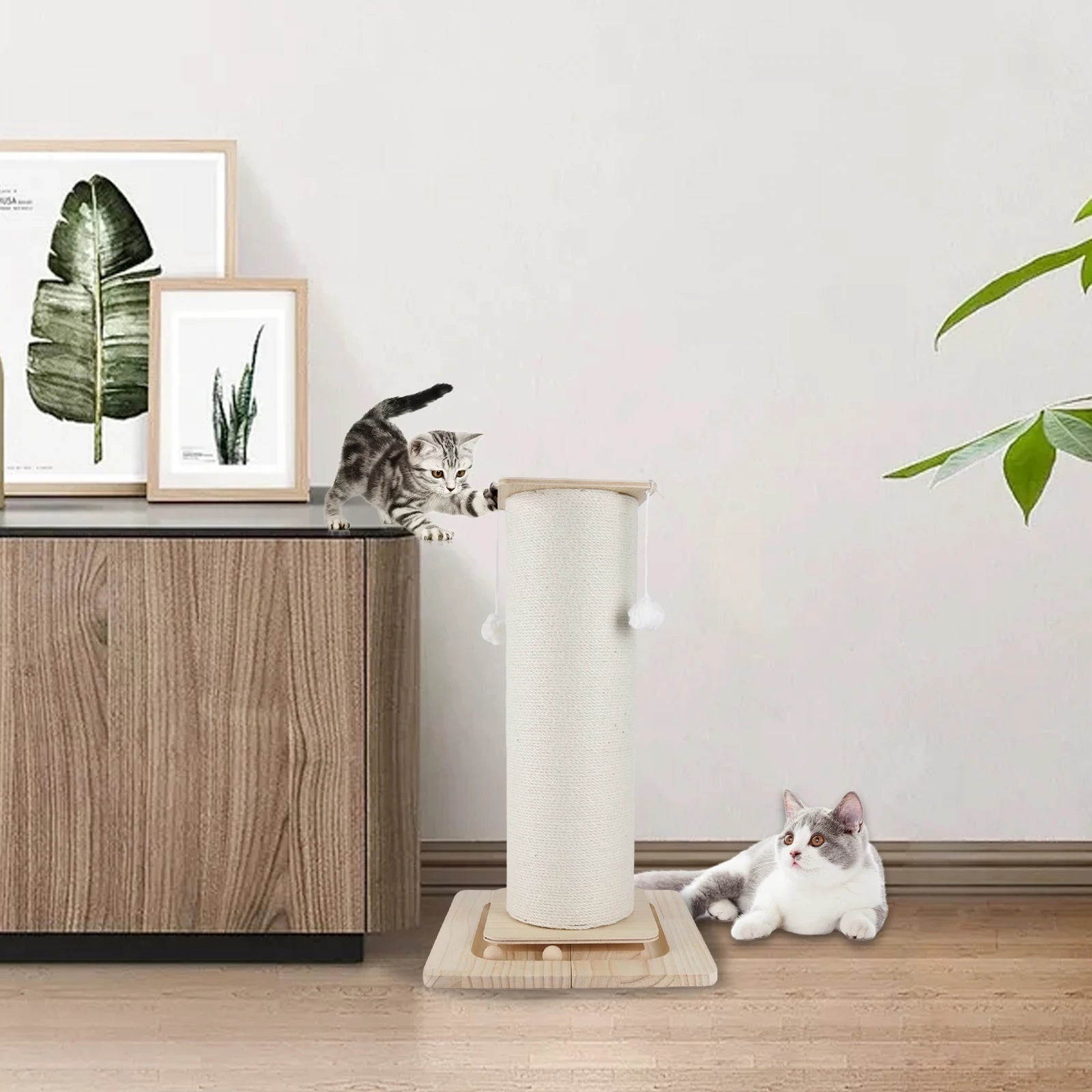 1 Section Vertical Sisal Material Safe Cat Climbing Frame Tree Modern Stable Design Cat Scratching Post for Cats 60cm/80cm