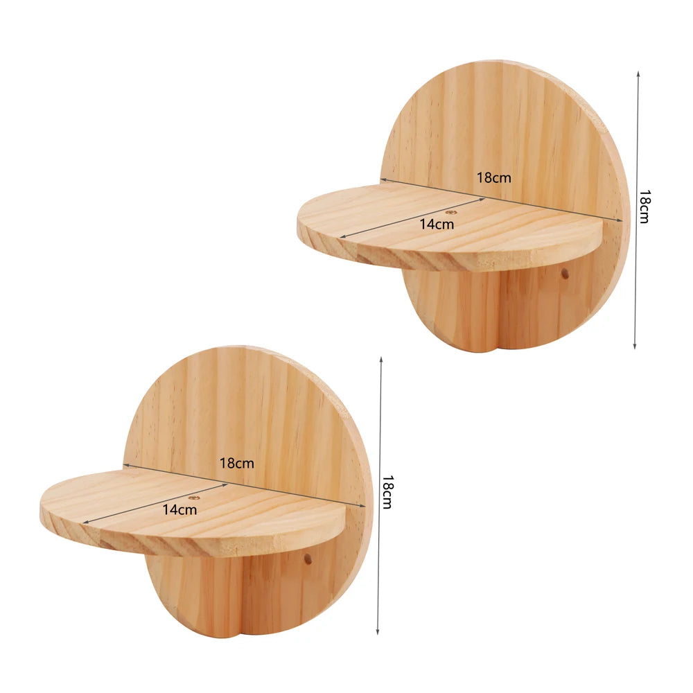 Wall Mounted Cat Shelves Solid Wood Cat Climbing Perch Floating Steps Cat Wall Furniture DIY Cat Tree Platform for Indoor Kitten